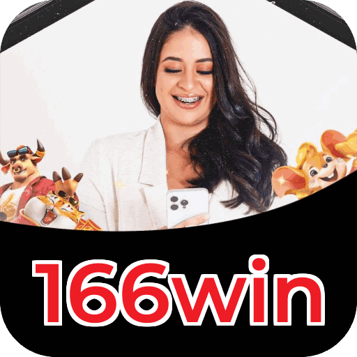 Interface do aplicativo 166win mostrando jogos disponíveis no iOS e Android